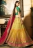 Mustuard green and red Indian wedding Banarasi silk Lehenga