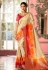 Off white and red Indian Wedding silk saree