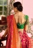 Red and peach Indian wedding silk Saree