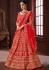 Red color pure soft silk Indian wedding lehenga