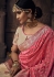 Cream and pink banarasi silk Indian wedding lehenga
