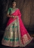 Green and pink banarasi silk Indian wedding lehenga
