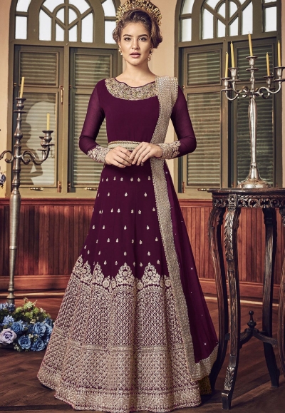 Purple Georgette Floor Length Designer Anarkali Suit 5801F