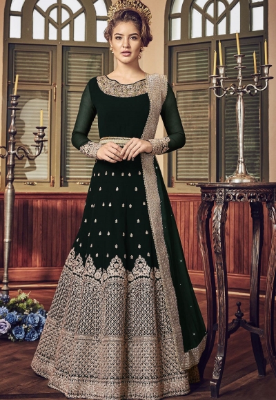 Dark Green Georgette Floor Length Designer Anarkali Suit 5801E