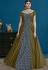 Olive Green and Blue Silk Long Anarkali Suit 10125