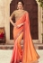 Peach Satin Georgette Party Wear Saree With Border 22010