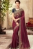 Wine and Blue Satin Georgette Party Wear Saree With Border 22003