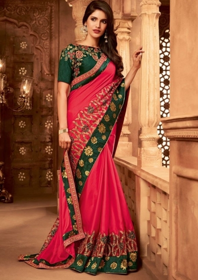 rani pink designer silk saree 2313