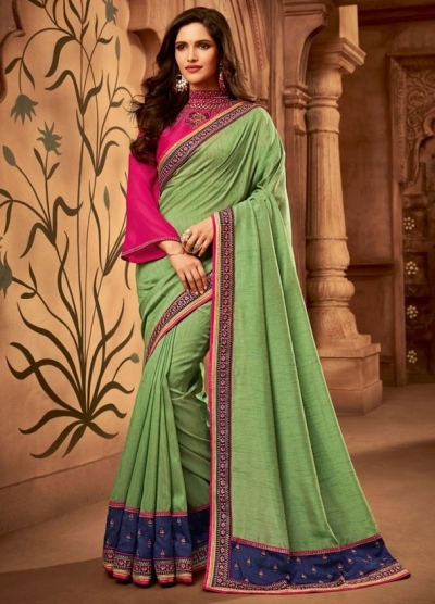 mint green designer silk saree 2309