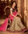 beige and rani pink designer silk saree 2307