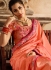 peach saree with embroidered blouse 6165