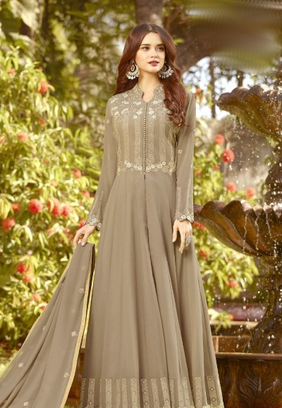 grey shade soft georgette long embroidered anarkali suit 20020