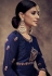 navy blue tapeta and satin silk embroidered readymade anarkali gown 39015