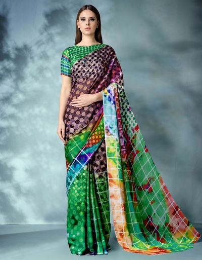 Inara Digital Printed Lush Green Saree