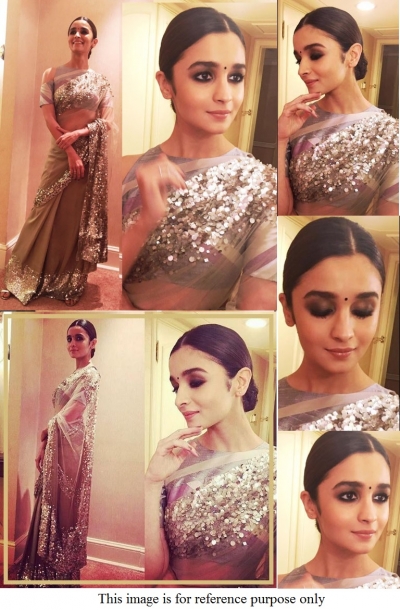 Bollywood Alia Bhatt Net sequins saree