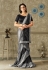 grey black embroidered lycra saree with dupion silk blouse 10708