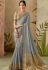 grey silk embroidery saree with brocade blouse 13107