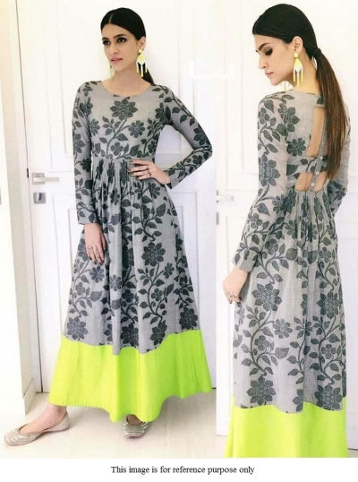 Bollywood Kirti Sanon Grey digital print gown