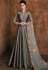 grey rayon long embroidered indowestern anarkali suit 39033