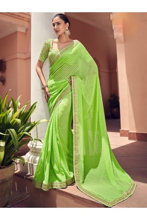 Light Green georgette designer Bhandini saree with blouse 1030