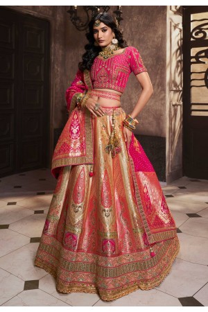 Beige banarasi silk wedding lehenga choli 10282