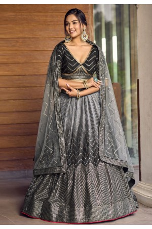 Black chinon circular lehenga choli ACY5523