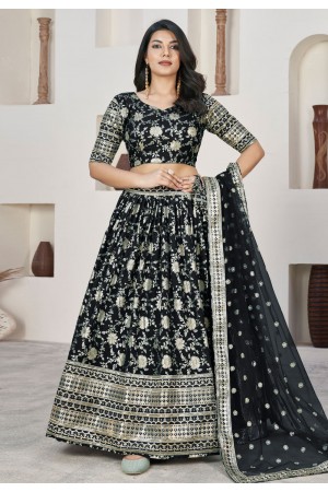 Black jacquard circular lehenga choli 1015