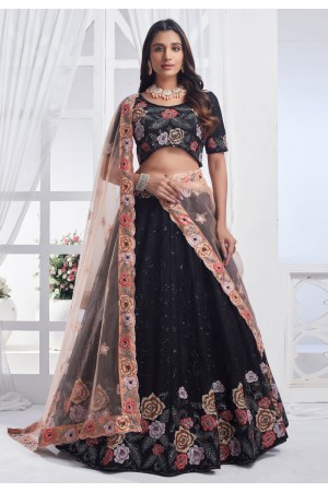 Black net circular lehenga choli 11014