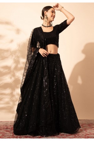 Black net readymade a line lehenga choli 11005
