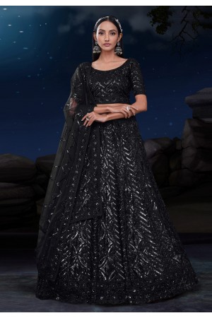 Black soft net lehenga choli 90004