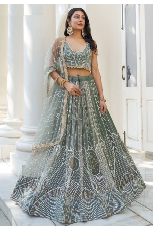 Camo green net circular lehenga choli 2136