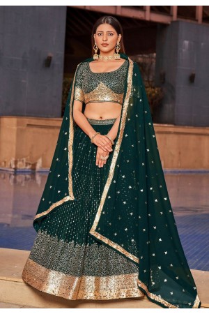 Green georgette circular lehenga choli ACY4072