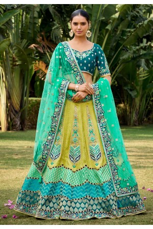 Light green jacquard silk lehenga choli 6810