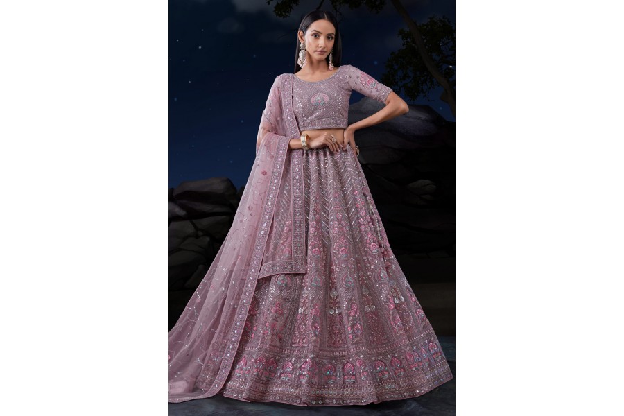 Chic Purple Soft Net Traditional Wear Women'S Heavy Lehenga Choli Collection With Rani Soft Net main image 1