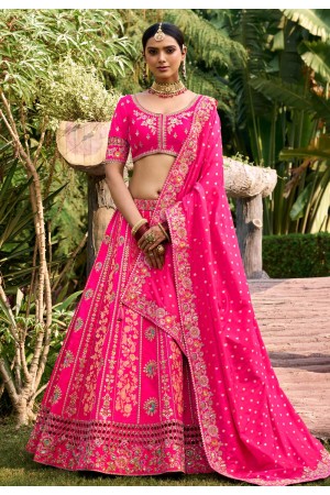 Magenta banarasi silk wedding lehenga choli 6801