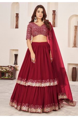 Maroon georgette circular lehenga choli ACY5519