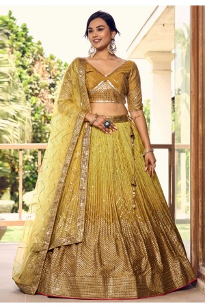 Mustard chinon lehenga choli ACY5528
