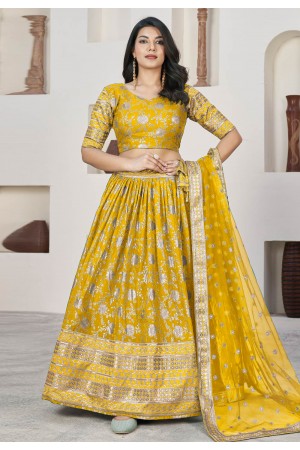 Mustard jacquard lehenga choli 1018