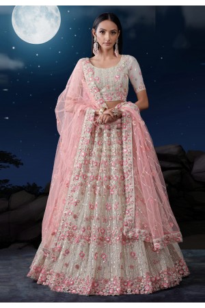Off white soft net circular lehenga choli 90003