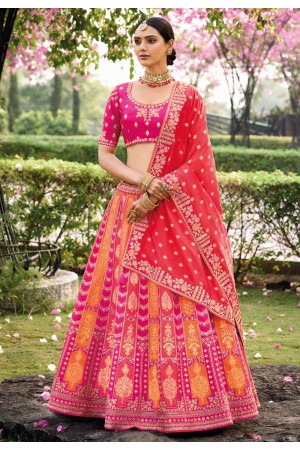 Orange banarasi silk circular lehenga choli 6803