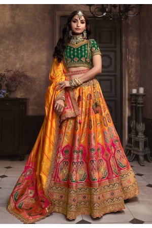 Orange banarasi silk lehenga choli 10281