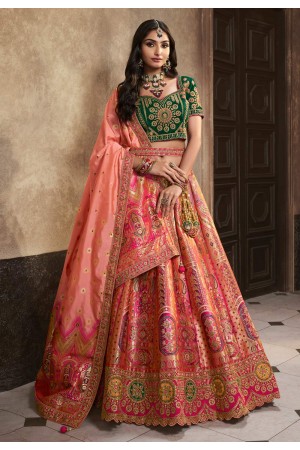 Pink banarasi silk lehenga choli 10289