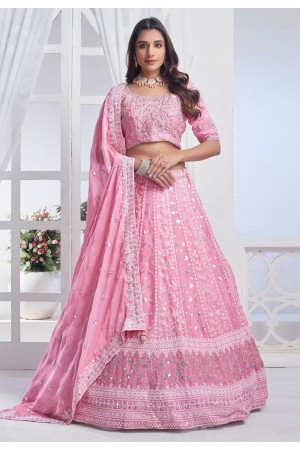 Pink chiffon circular lehenga choli 11020