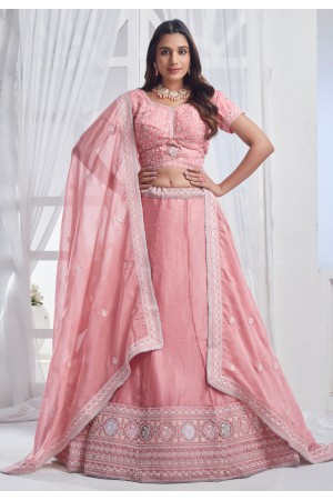 Pink organza lehenga choli 11017