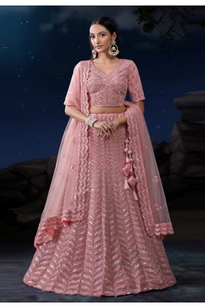 Pink soft net circular lehenga choli 90001