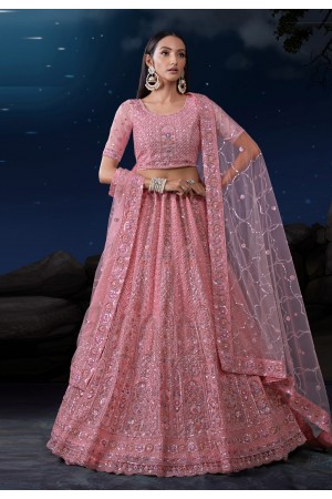 Pink soft net lehenga choli 90002