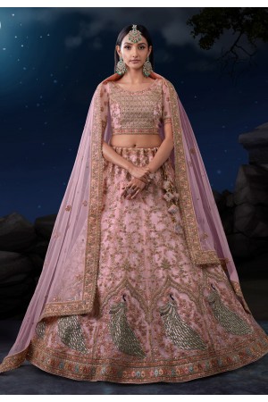 Pink soft net lehenga choli 90010