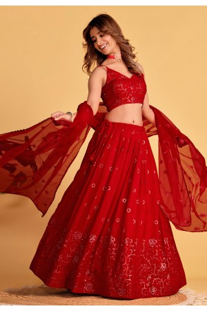 Red georgette lehenga choli ACY4078
