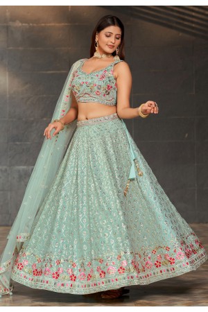 Sea green georgette circular lehenga choli ACY4064