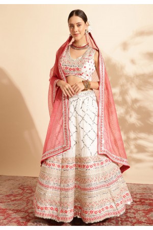 White georgette readymade lehenga choli 11008